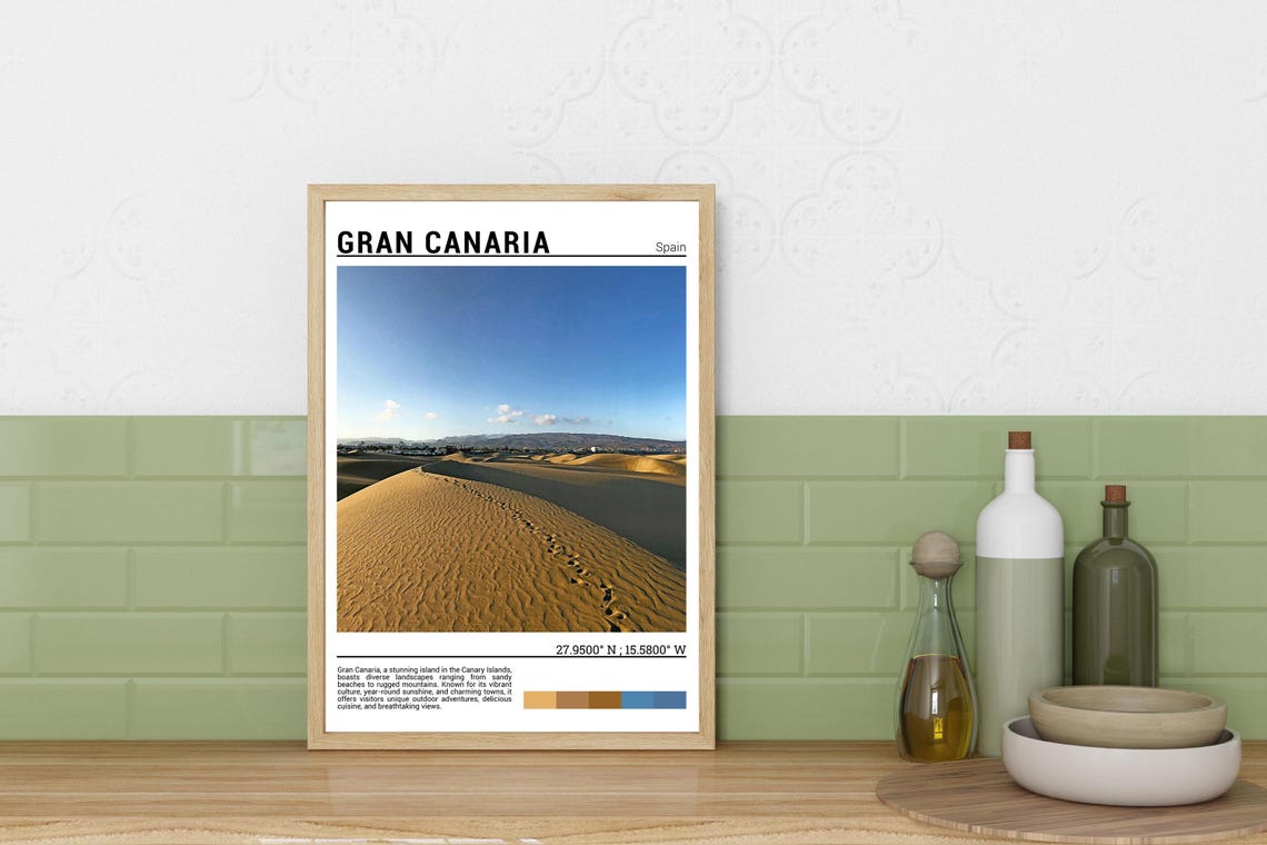 Gran Canaria Spain Maspalomas Sand Dunes Desert Travel Poster - Image 3