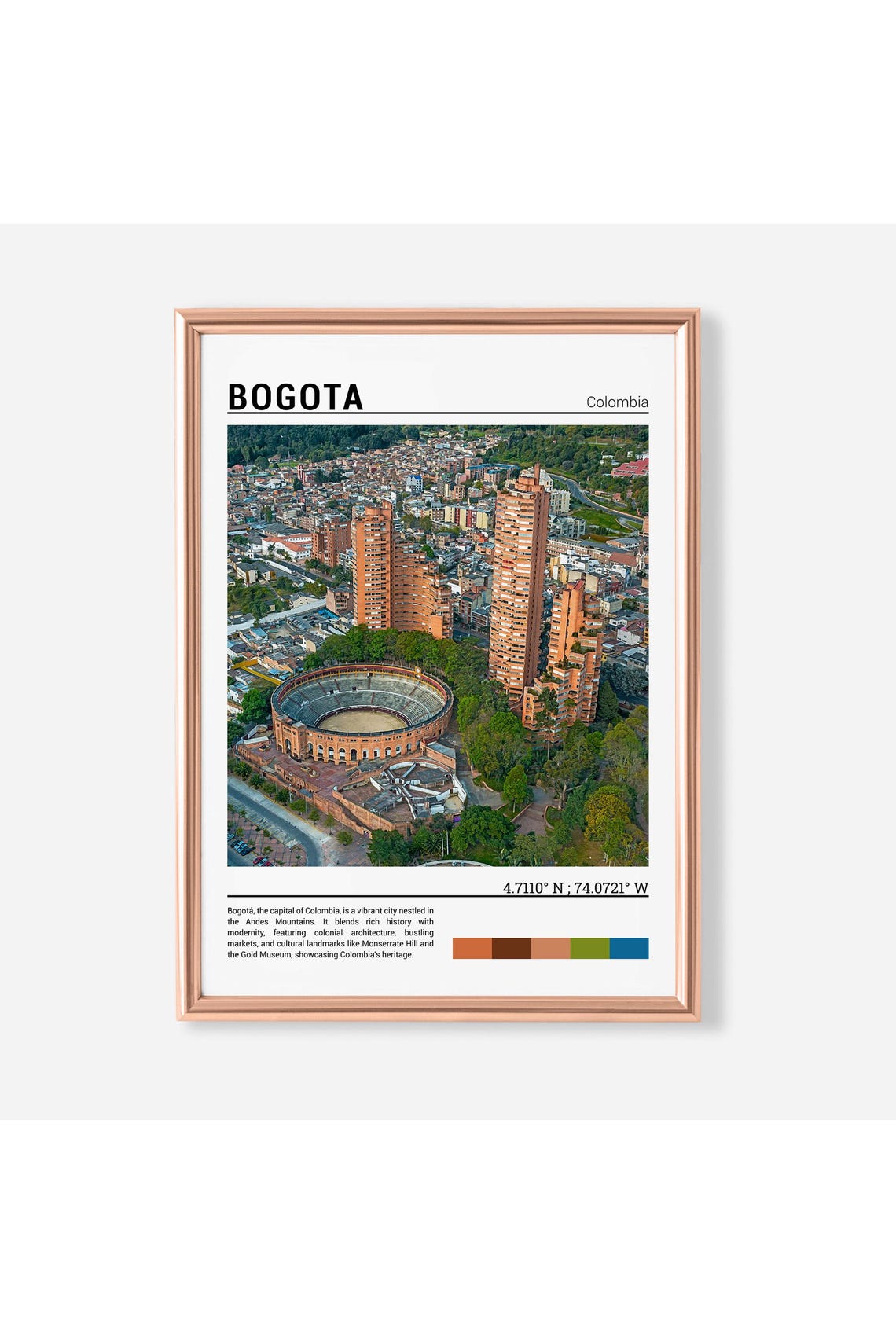 Bogota Colombia Aerial Cityscape Bullring View Andes Capital Poster