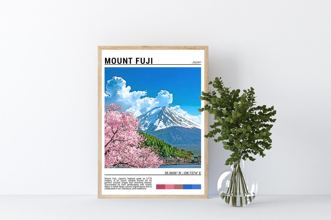 Mount Fuji Japan Cherry Blossoms Snow Peak Spring Photo Poster - Image 4