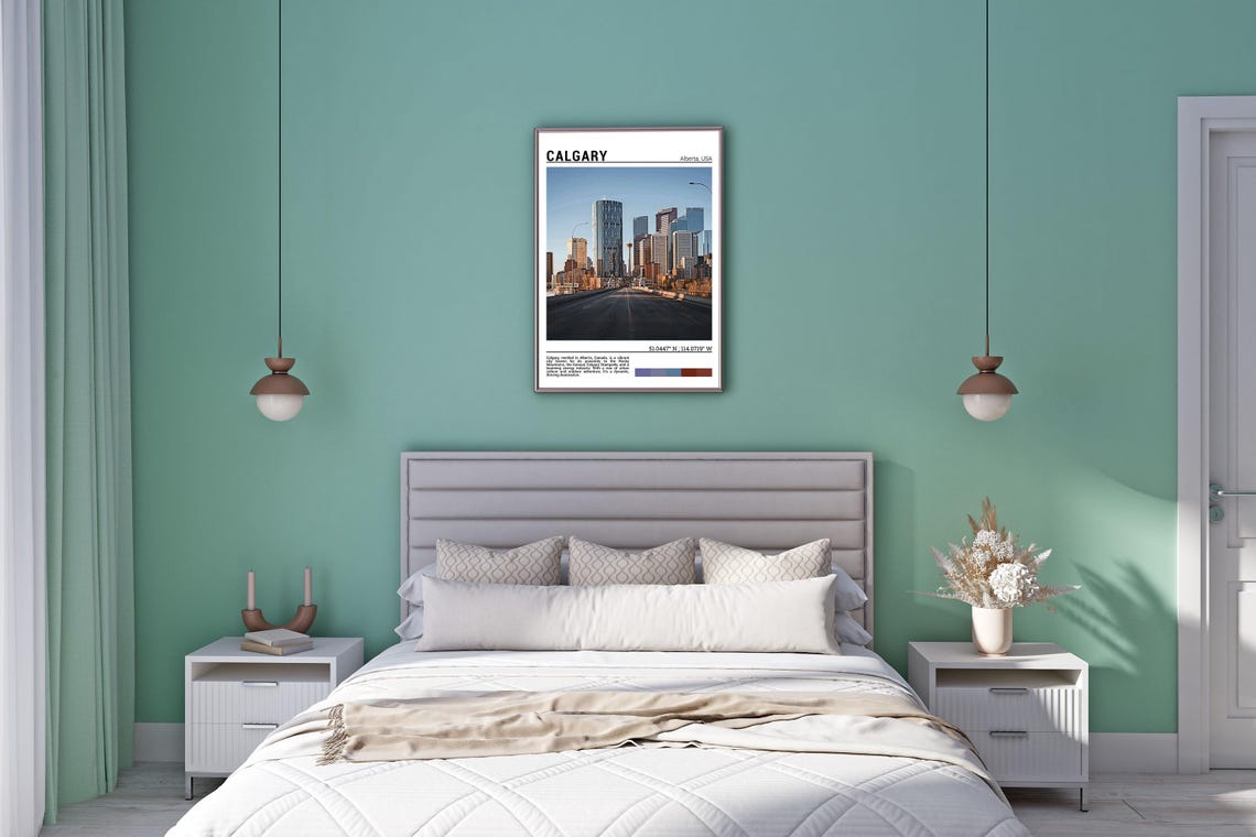 Calgary Alberta Canada Downtown Bright Morning Skyline Poster - Image 5