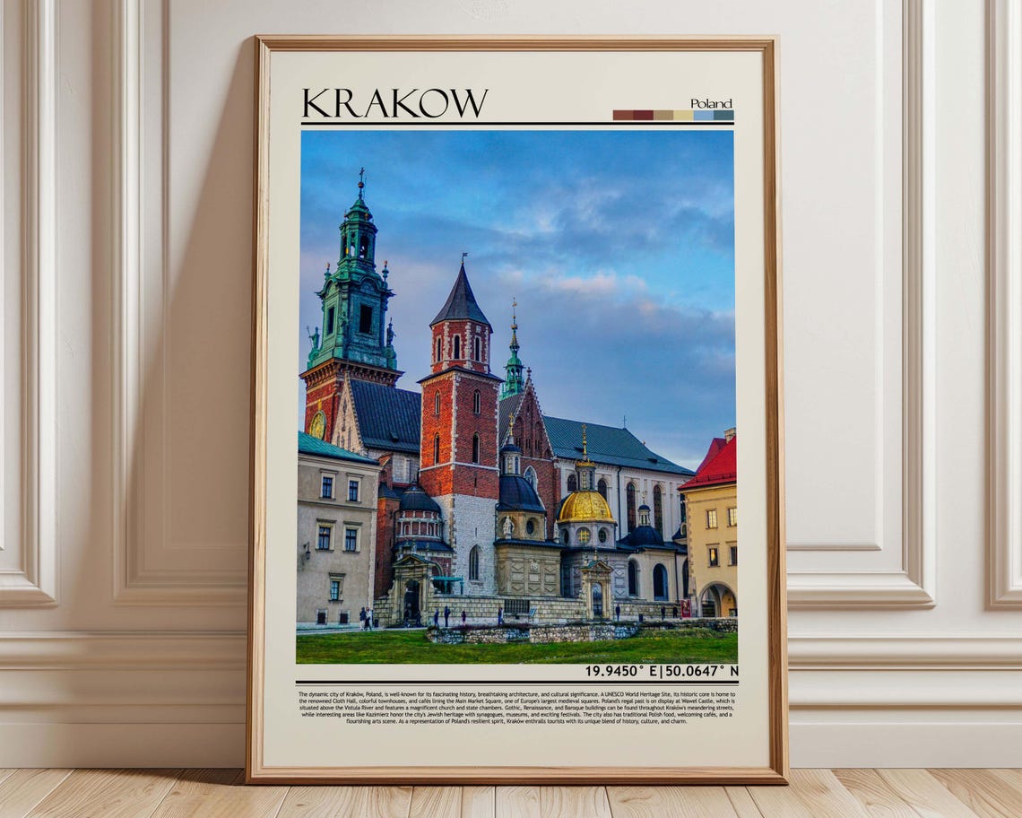 Krakow Poland Wawel Cathedral Evening Travel Photography Art Poster