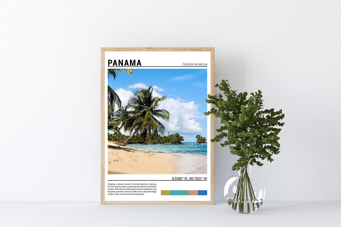 Panama Central America Tropical Palm Tree Beach Paradise Poster - Image 4