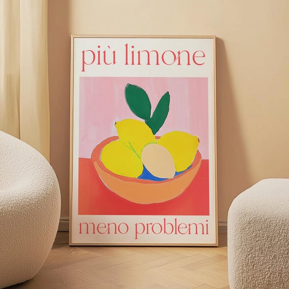 Italian Lemon Art Print Pi Limone Mediterranean Kitchen Decor