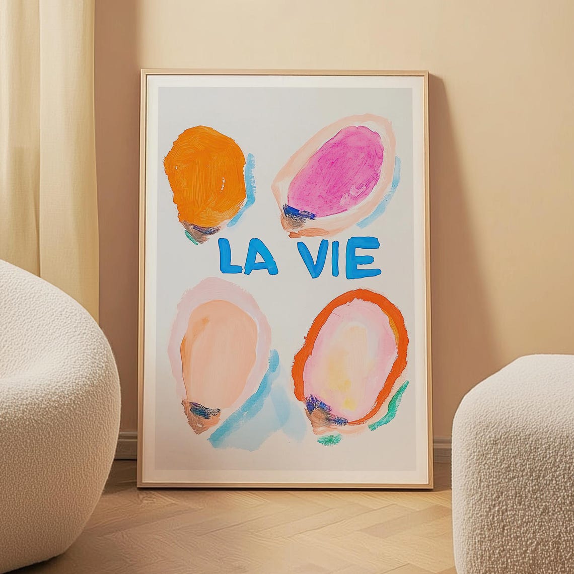 La Vie Oyster French Bistro Colorful Abstract Kitchen Poster
