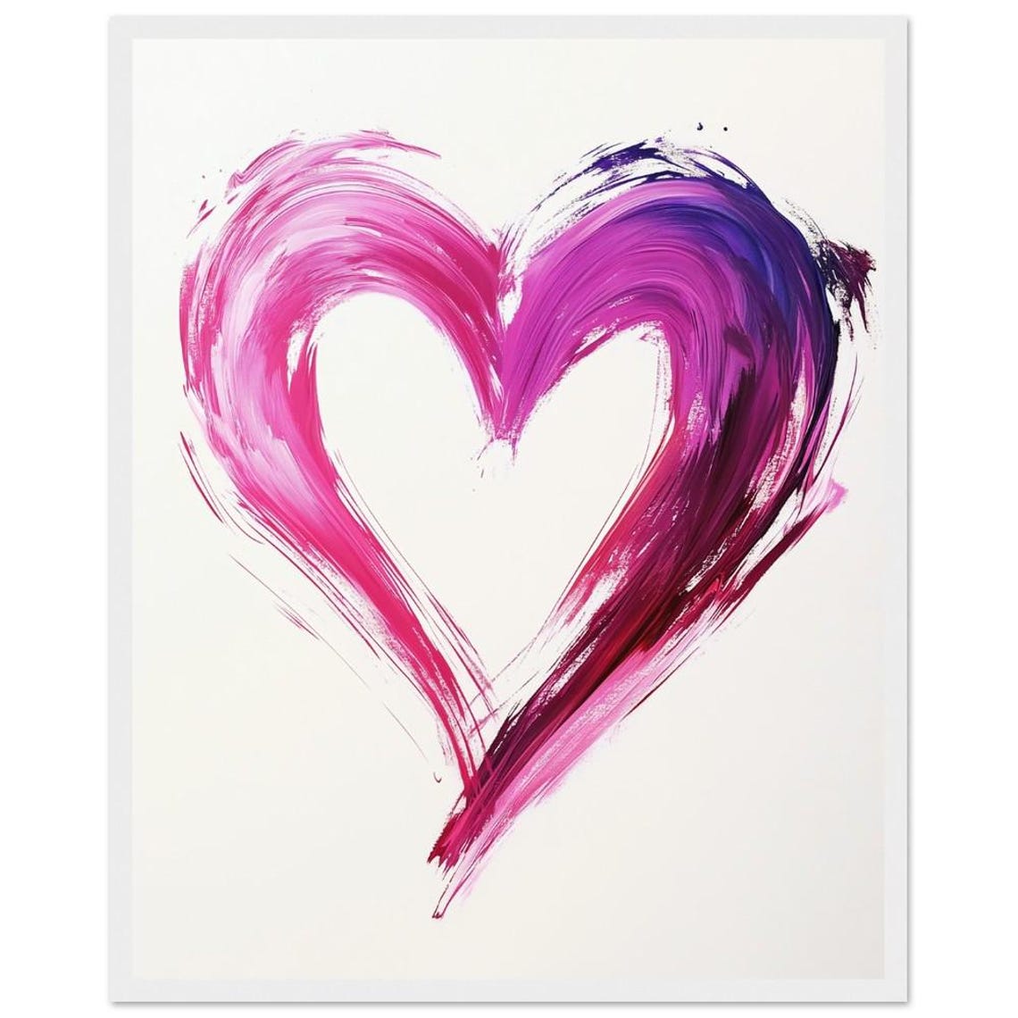Pink Brushstroke Heart Modern Abstract Passionate Romantic Art Print - Image 3