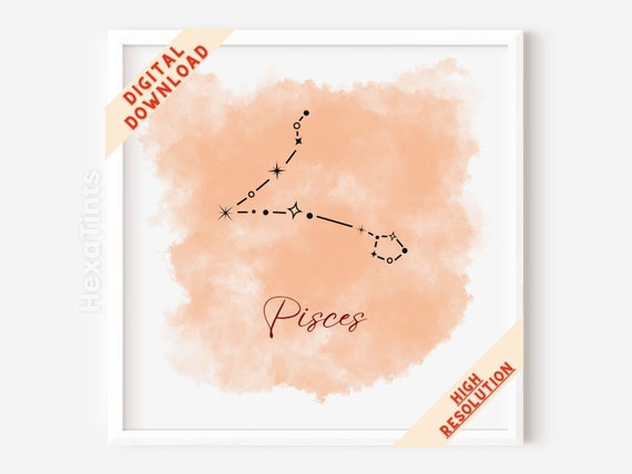 Pisces Wall Decor Coquette Room Decor Pisces Gift Zodiac Decor Astrology Girly Design Trendy Art Dorm Decor