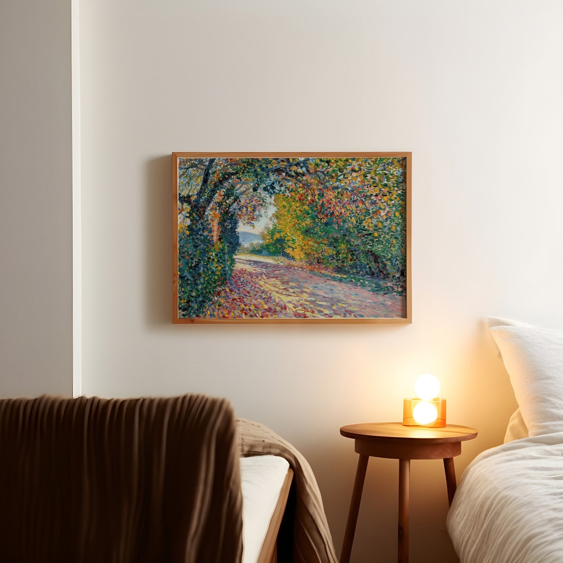 Autumn Forest Path Painting Vivid Fall Foliage Sunlit Woods Art Poster - Image 4