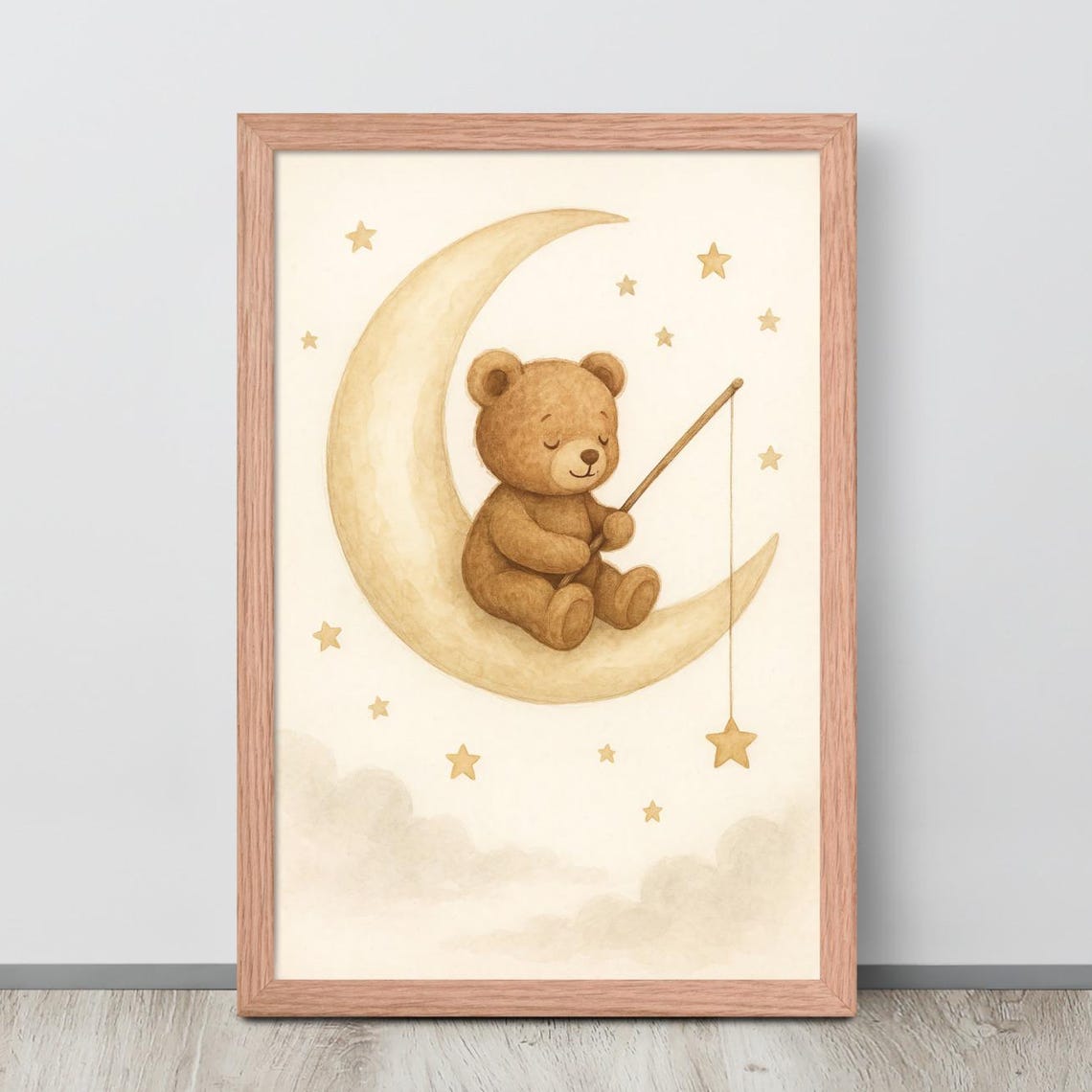 Teddy Bear Moon Fishing, Baby Nursery Decor