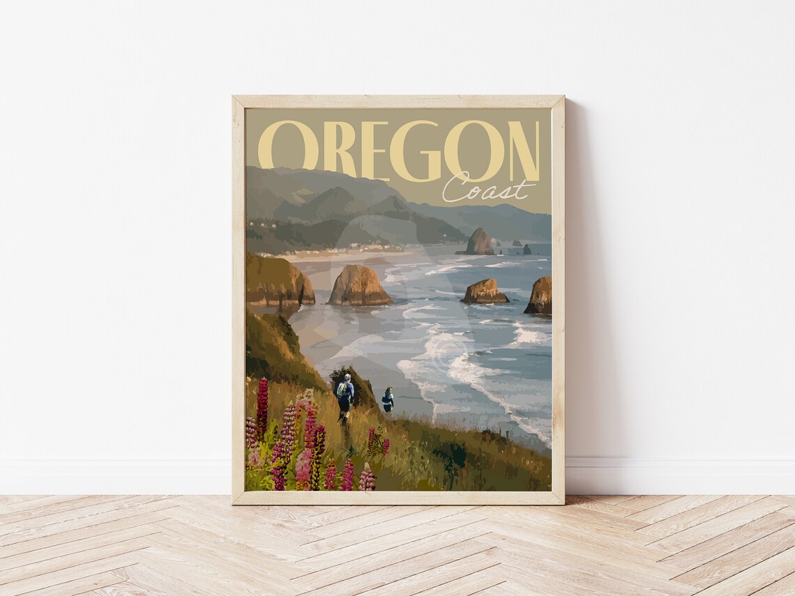 Oregon Coast Vintage Style Travel Poster