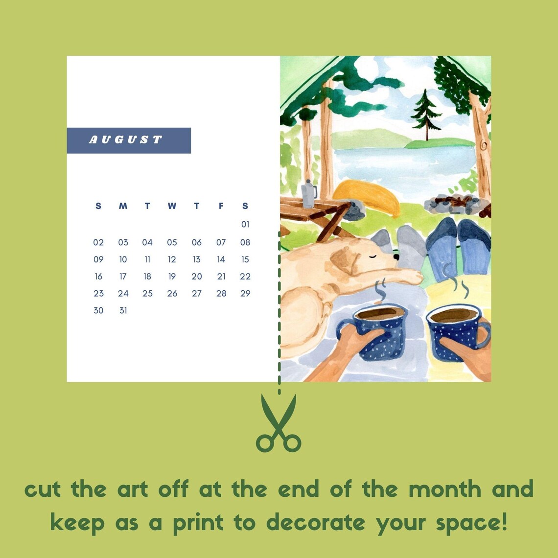 2025 Monthly Calendar Sweet Animals Watercolor Art Print Dog Cat Bunny - Image 2