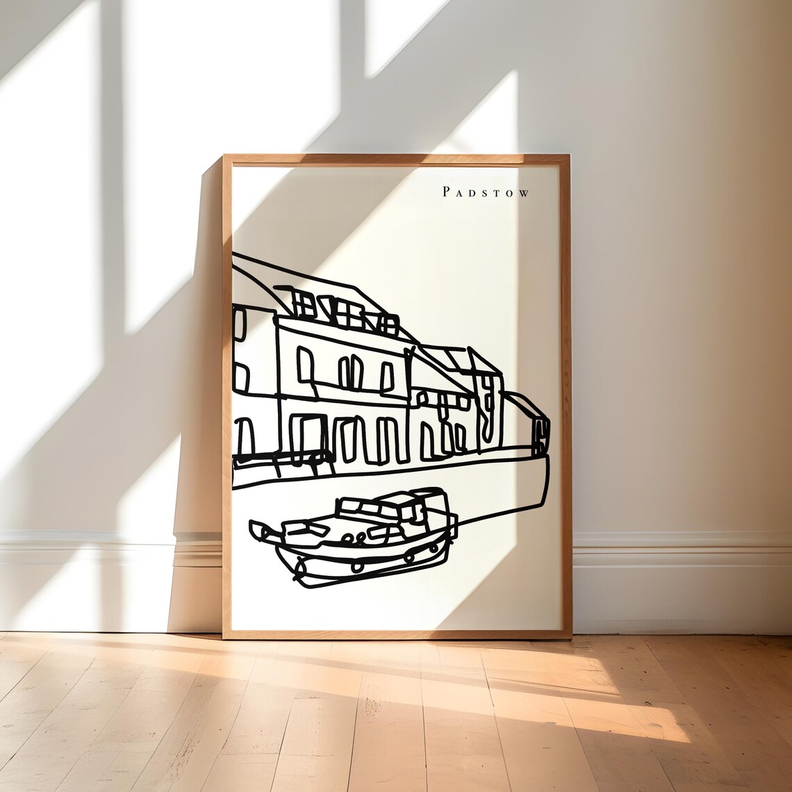 Padstow Cornwall Minimalist Line Drawing Art Print