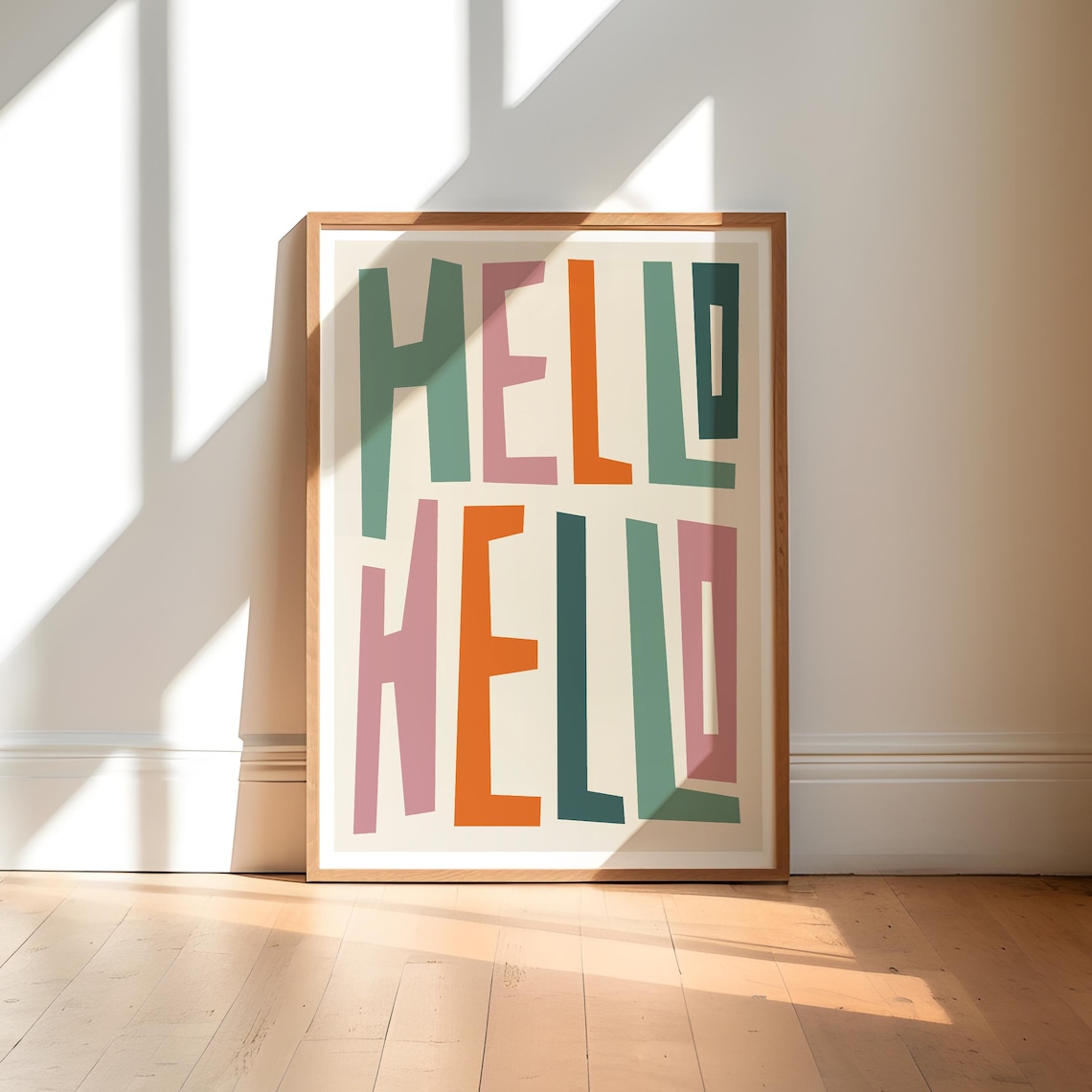Hello Colorful Typography Hallway Art Print