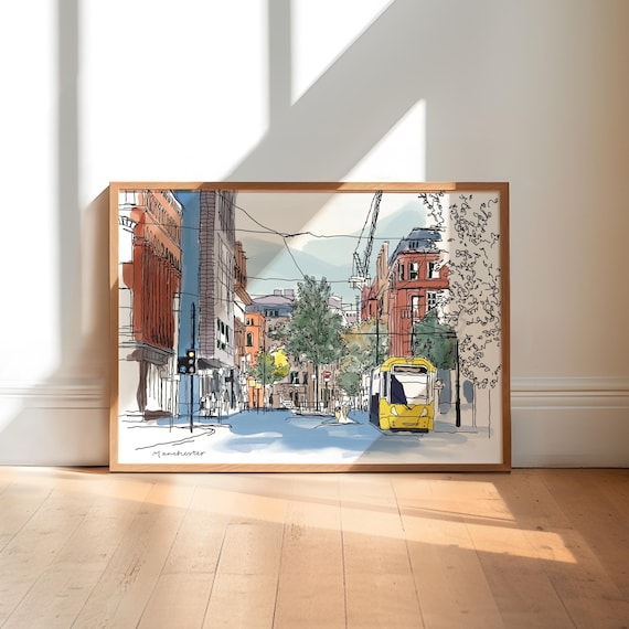 Manchester Urban Cityscape Travel Poster