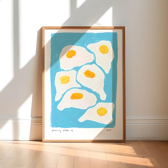 Eggs Painting Art Print Hand Painted Abstract Kitchen Colourful