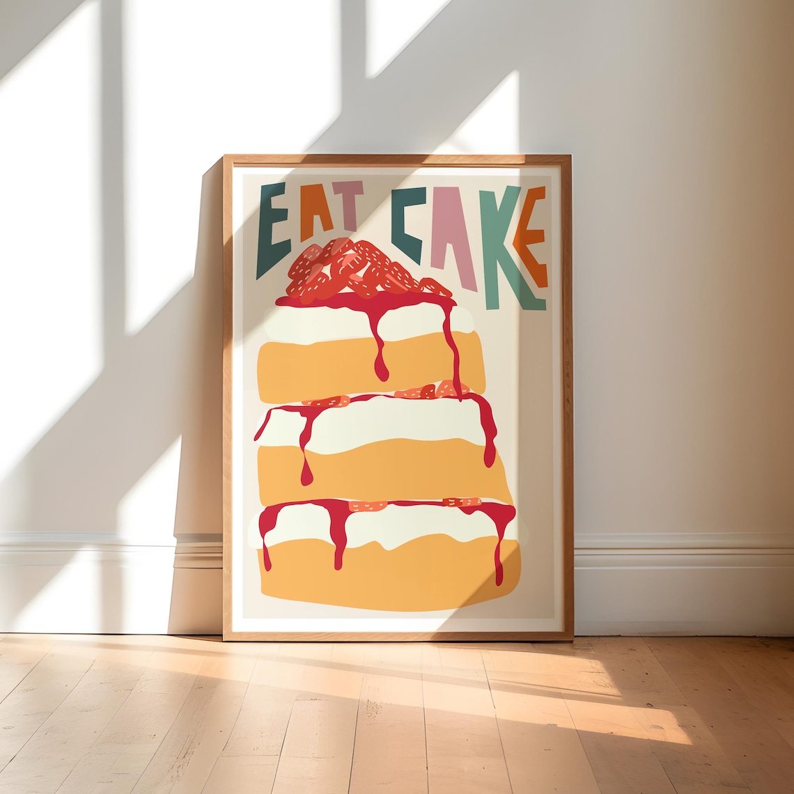 Eat Cake Art Print, Colorful Kitchen Decor