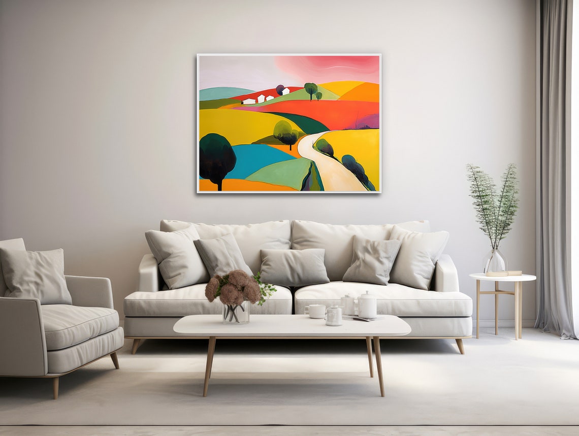 Vibrant Abstract Countryside With Winding Road Colorful Poster - Image 3
