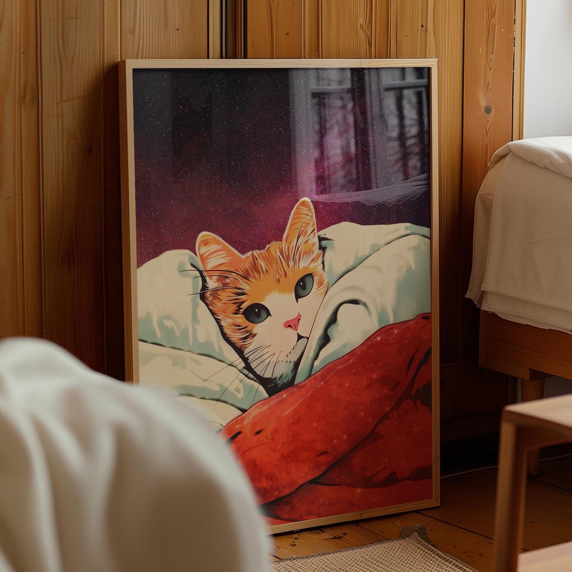 Whimsical Cat Print Dreamcore Decor For Berdoom Modern Nostalgia Digital Download