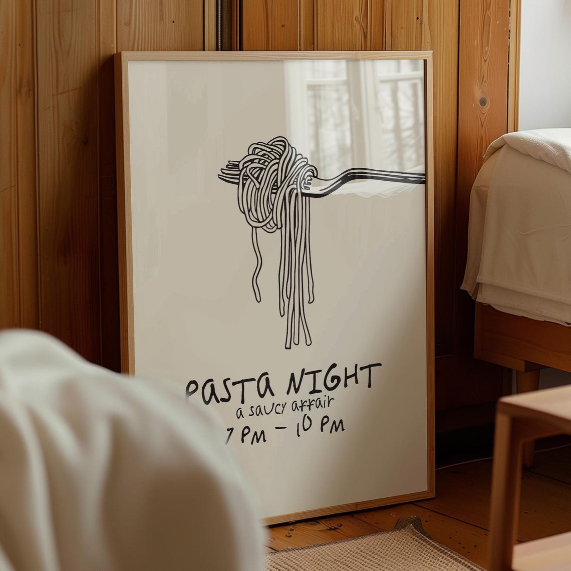Pasta Night A Saucy Affair Fork Twirling Spaghetti Kitchen Poster