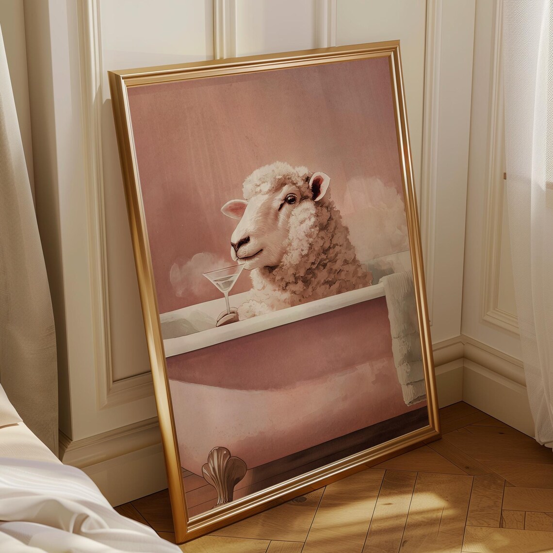 Funny Sheep Bathroom Art, Quirky Animal Poster