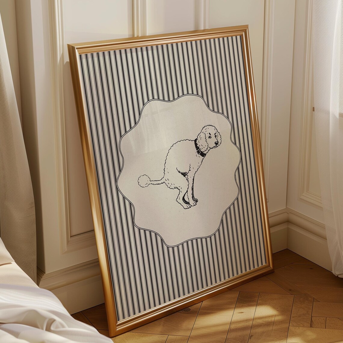Funny Squatting Dog Bathroom Sign Minimalist Toilet Humor Wall Art