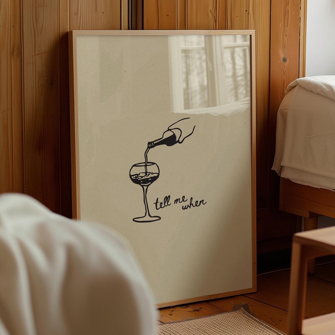 Minimalist Wine Poster, Kitchen Bar Nook Decor