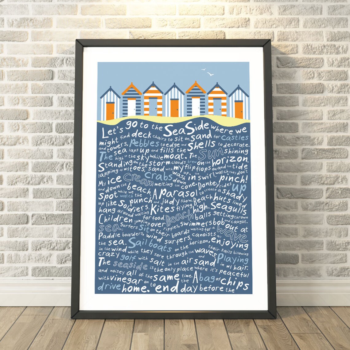 Lets Go To The Seaside Beach Huts Travel Poster