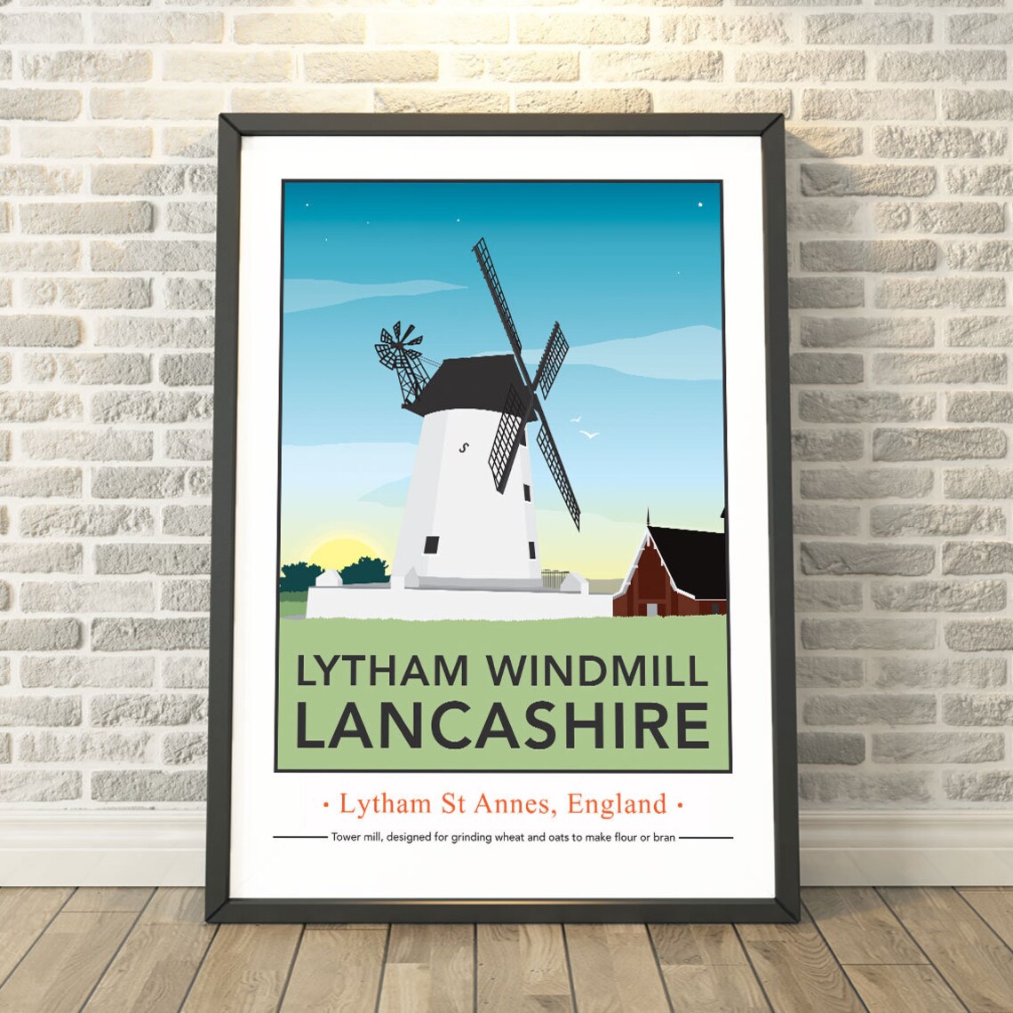 Lytham Windmill Lancashire Travel Poster, Memory Print