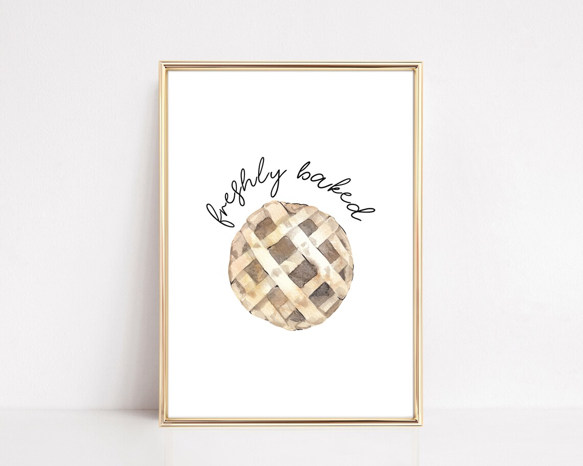 Freshly Baked Watercolor Lattice Pie Rustic Kitchen Fall Artwork Poster