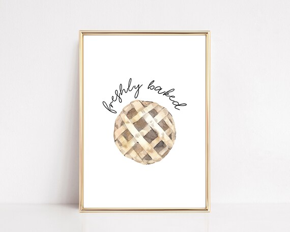 Freshly Baked Watercolor Lattice Pie Rustic Kitchen Fall Artwork Poster