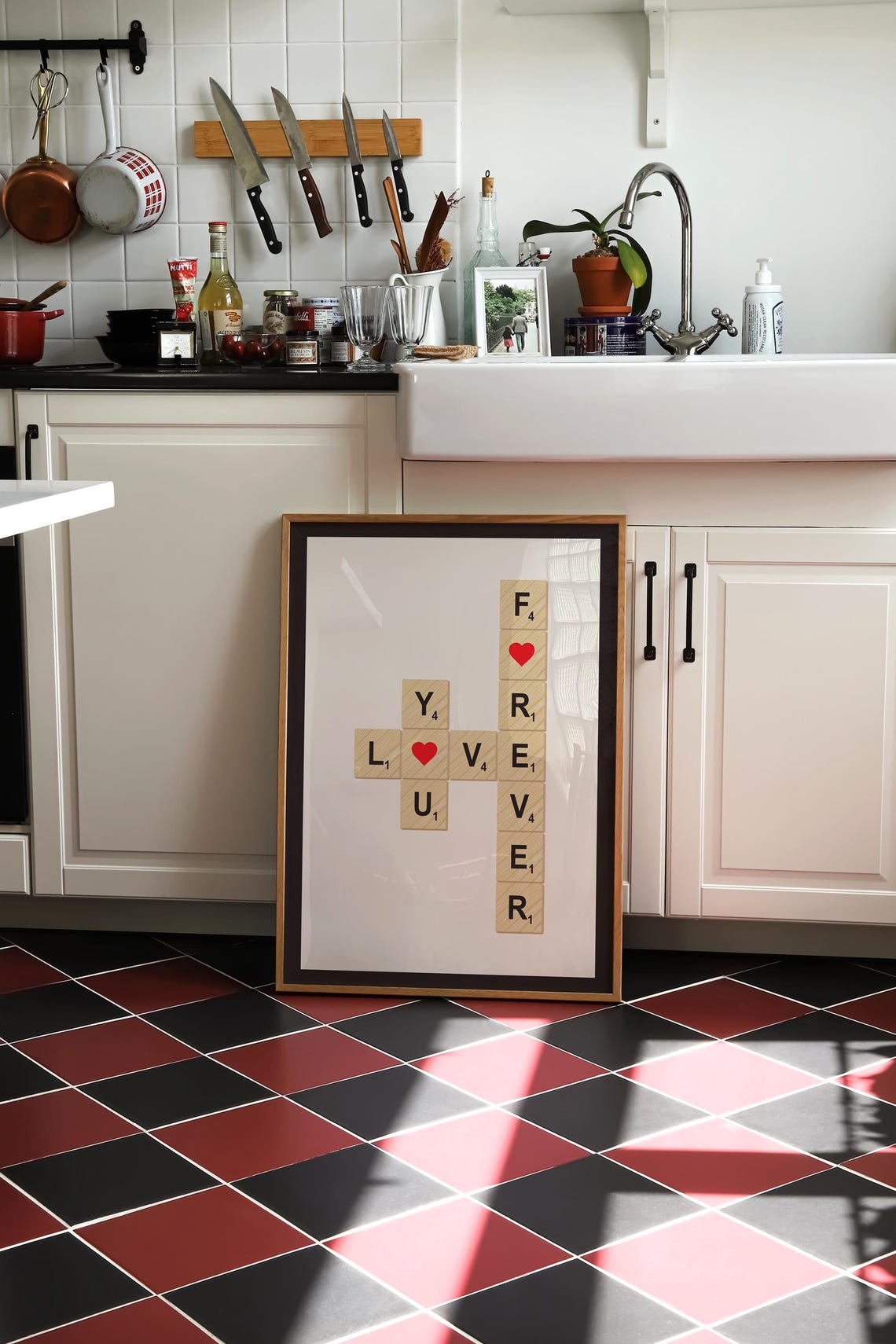 Love You Forever Scrabble Tile Heart Romantic Apartment Wall Art - Image 3