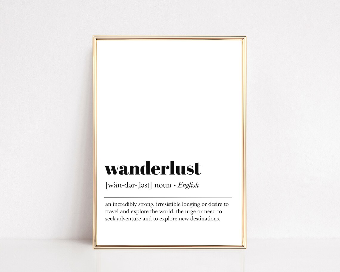 Wanderlust Definition Minimalist Travel Art Print