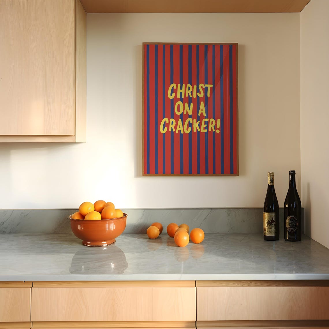 Christ On A Cracker Funny Retro Maximalist Red Striped Kitchen Poster - Image 3