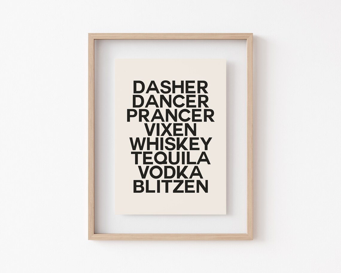 Funny Christmas Bar Cart Decor, Holiday Art Print - Image 2