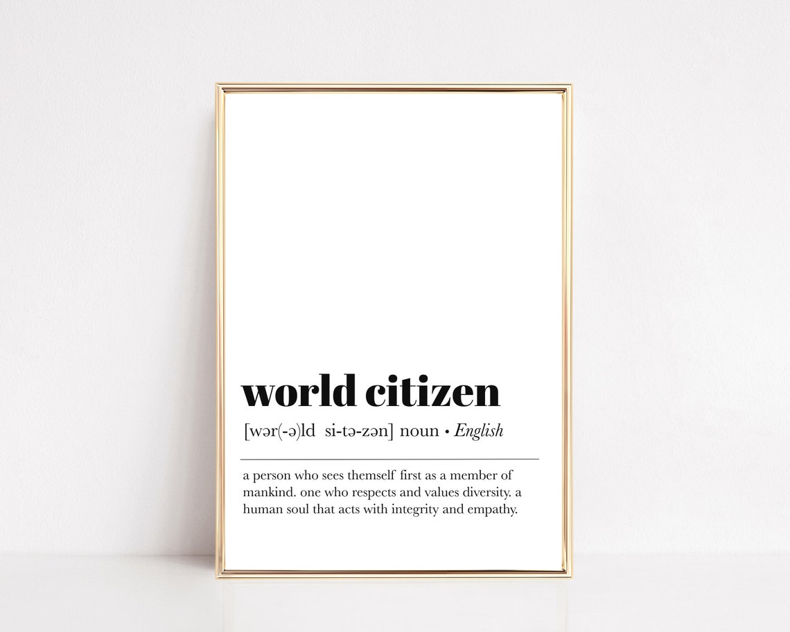 World Citizen Dictionary Definition Global Citizen Travel Wall Art