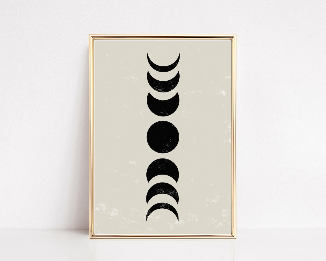 Moon Phases Mid-Century Modern Poster