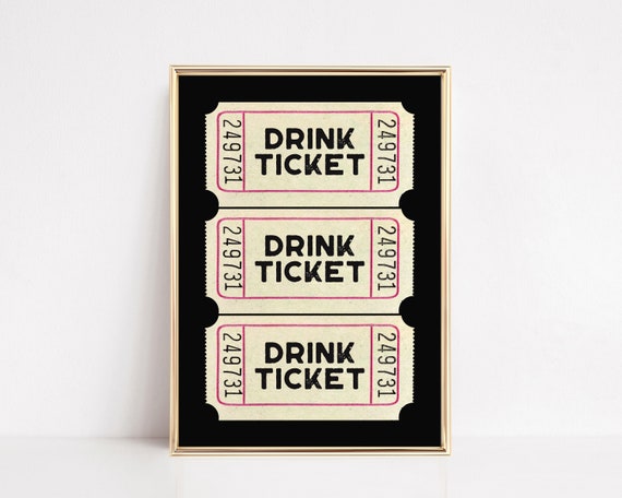 Retro Drink Ticket Bar Cart Art Print