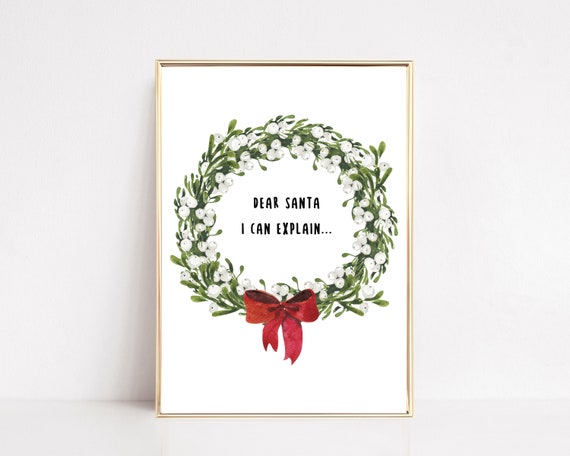 Christmas Dear Santa I Can Explain Wall Art Funny Christmas Wall Art Modern Christmas Wall Decor