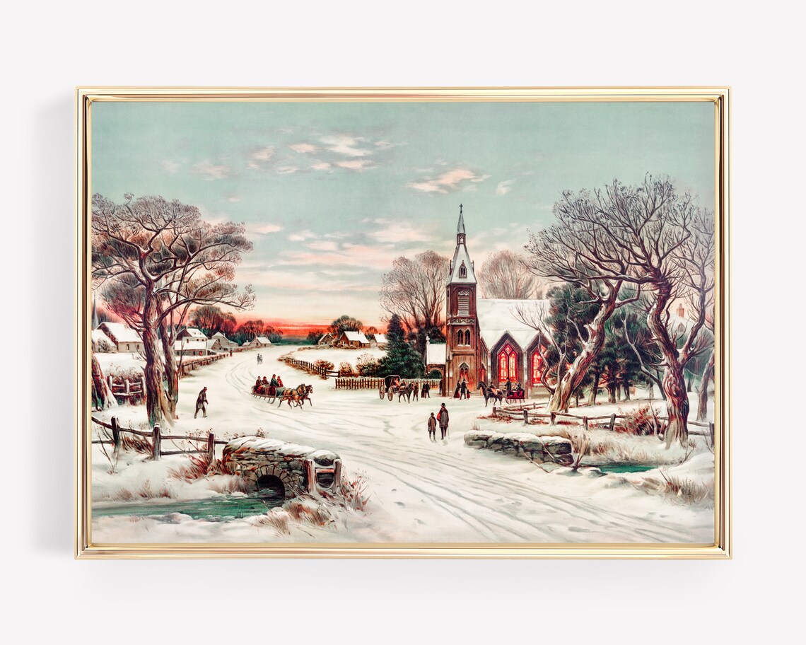 Vintage Christmas Holiday Wall Art Print - Image 2