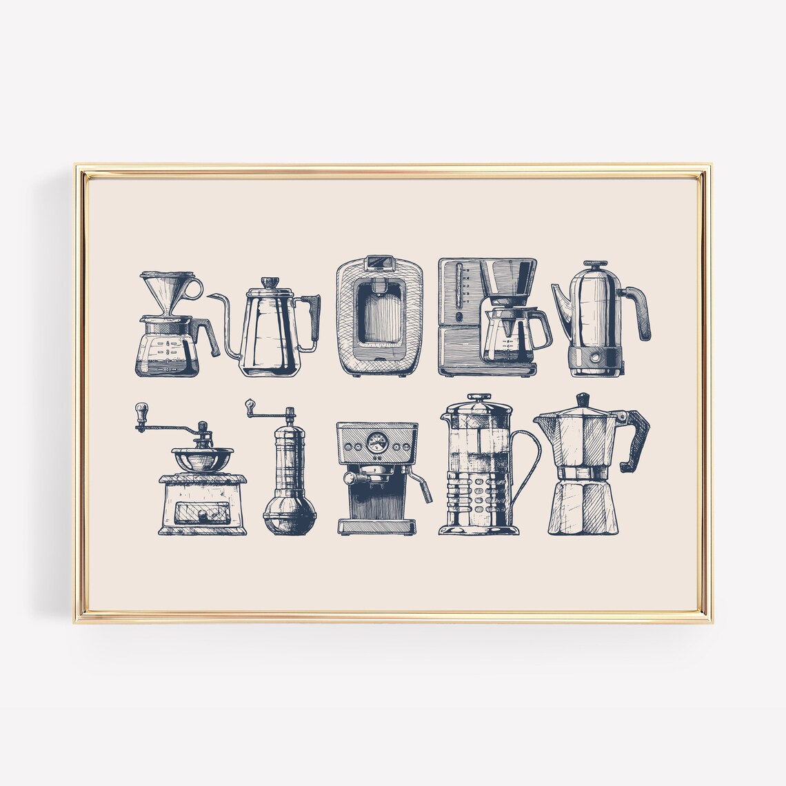 Coffee Poster, Navy Kitchen Wall Art Print