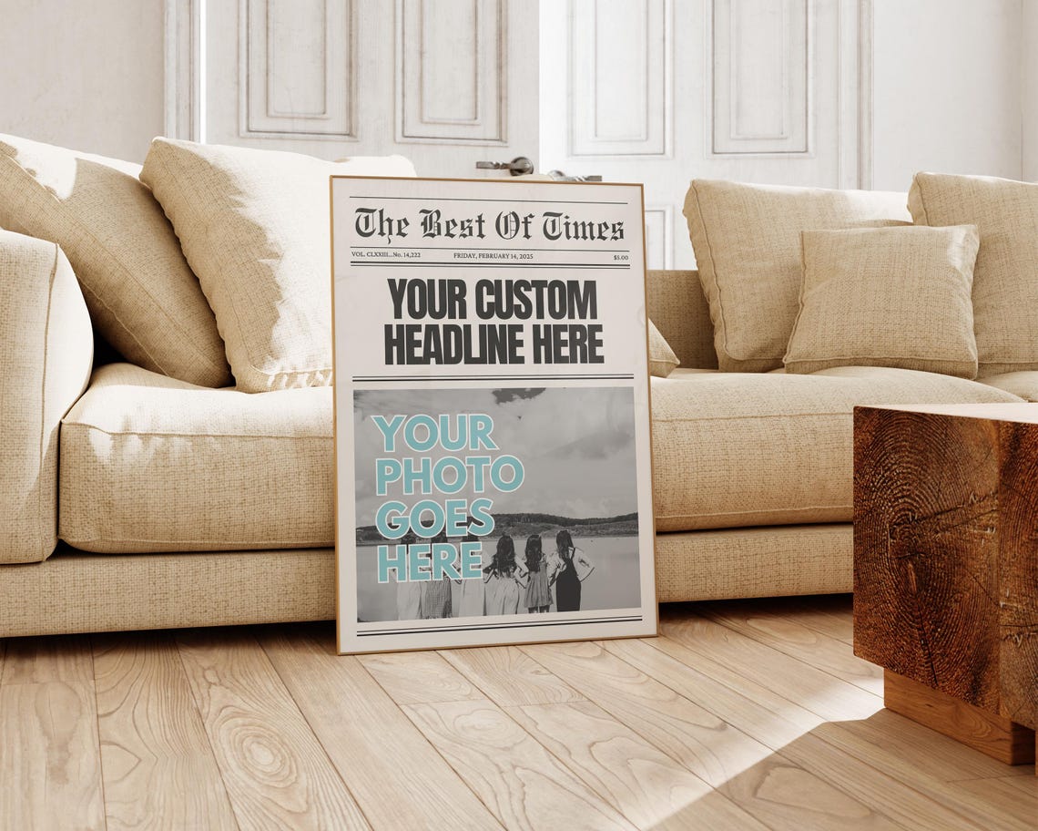 Custom Newspaper Print Custom Wall Art Cute Apartment Decor College Dorm Poster Gift Kikiandnim Wall Art