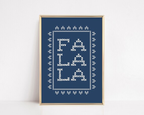 Blue Christmas Decor Kitschy Fa La La Art Print