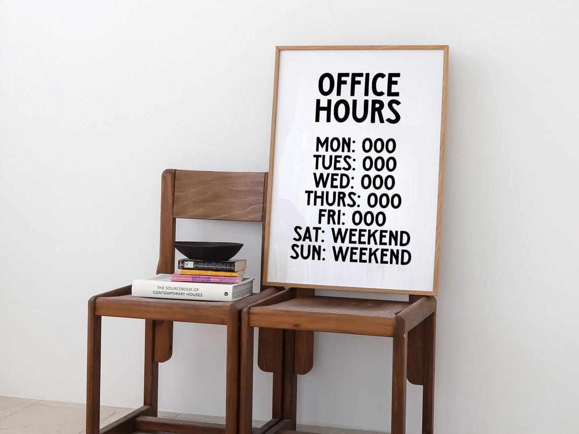 Funny Office Hours Quote Poster Minimalist Weekend Schedule Design - Image 2