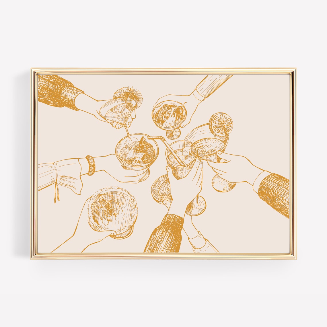 Cheers Sign Print, Retro Bar Cart Decor