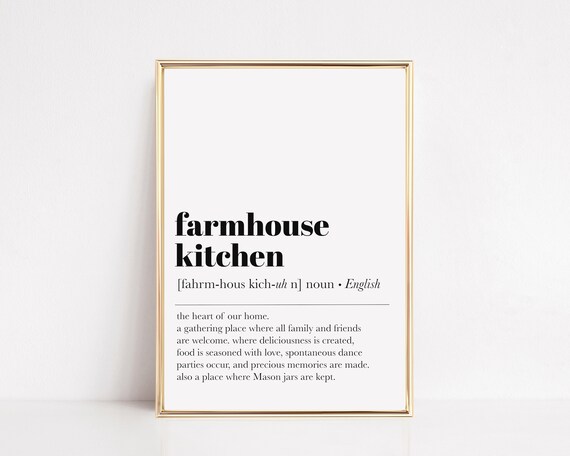 Farmhouse Kitchen Definition Print Funny Kitchen Wall Art Kitchen Print Kitchen Poster