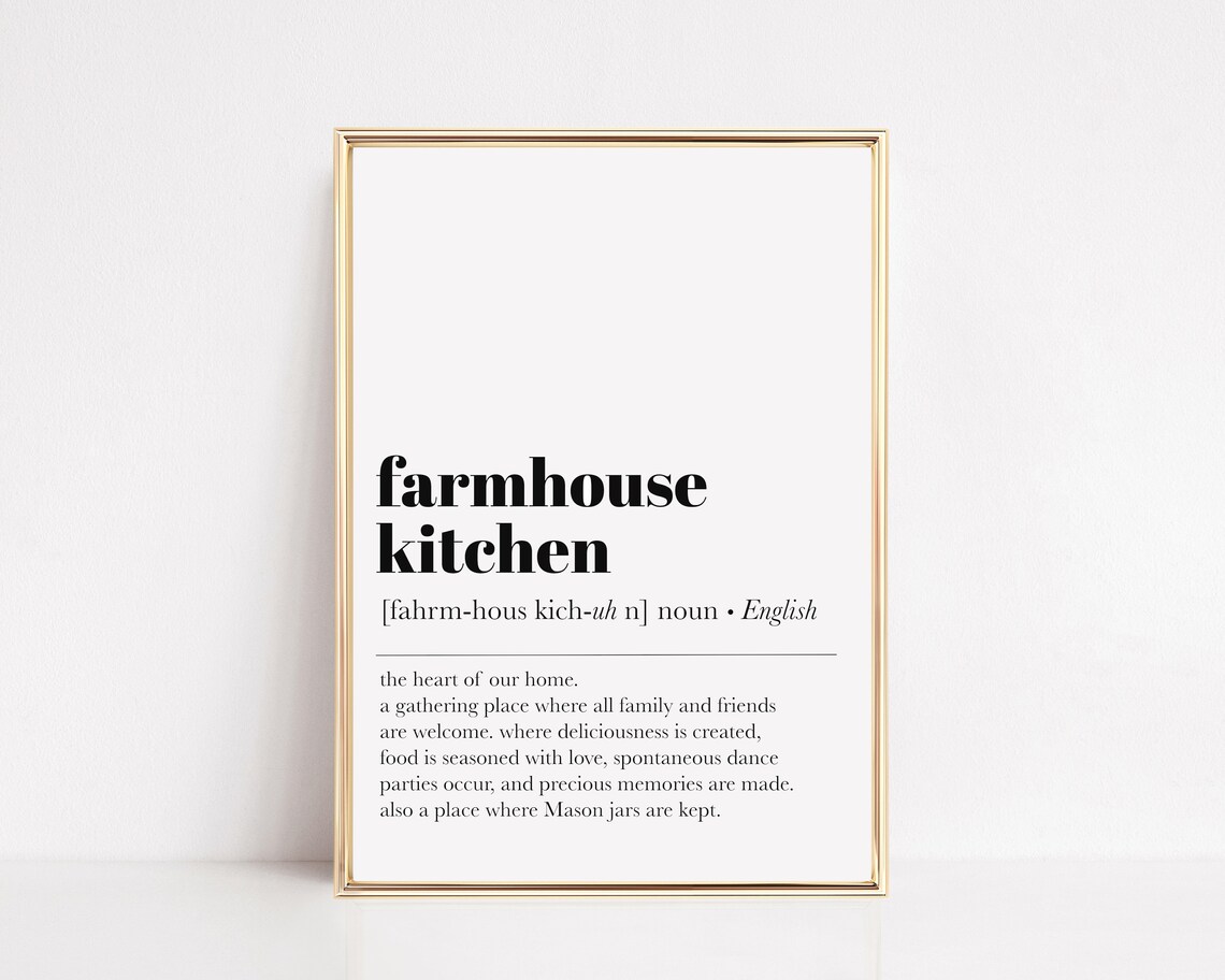 Farmhouse Kitchen Definition Print Funny Kitchen Wall Art Kitchen Print Kitchen Poster
