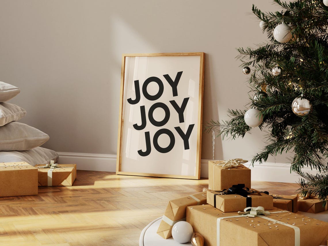 Joy Joy Joy Triple Word Neutral Minimalist Christmas Word Poster - Image 2