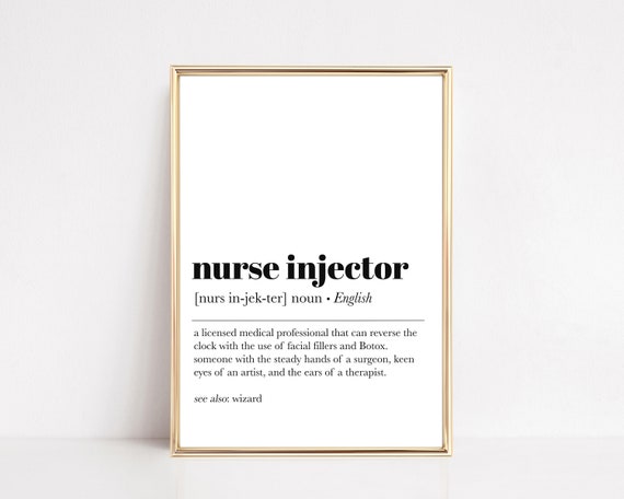 Nurse Injector Definition Art Print, Salon Decor
