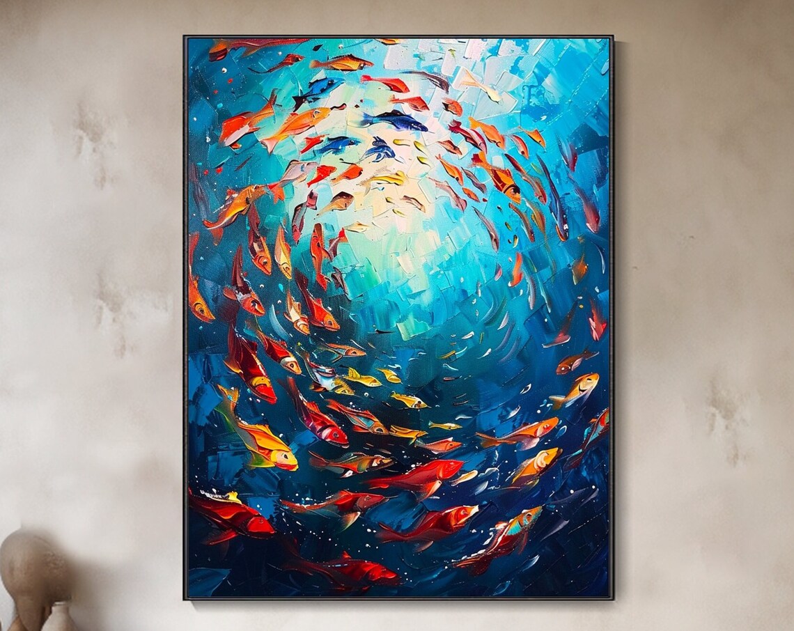 Abstract Ocean Tropical Fish Oil-Style Art Print