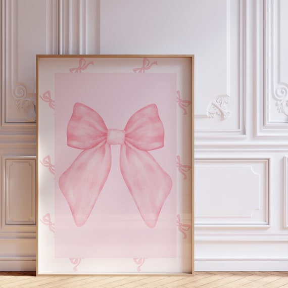 Pink Bow Poster For Aesthetic Wall Art Bow For Coquette Room Decor Cute Wall Art Pink Trendy Print Room Decor For Teens Dopamine Decor