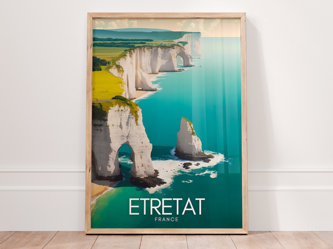 Etretat Minimalist Travel Poster, Normandy Wall Art